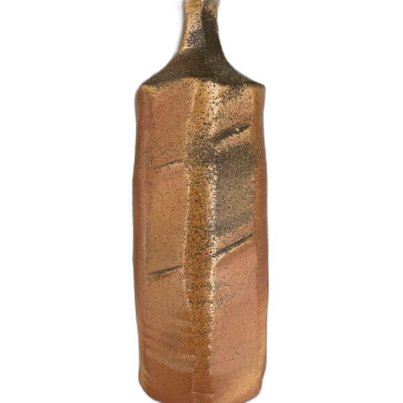 Vintage Jeff Bishoff Handmade Stoneware Pottery Vase Rustic Textured Georgia Art - Picture 8 of 9